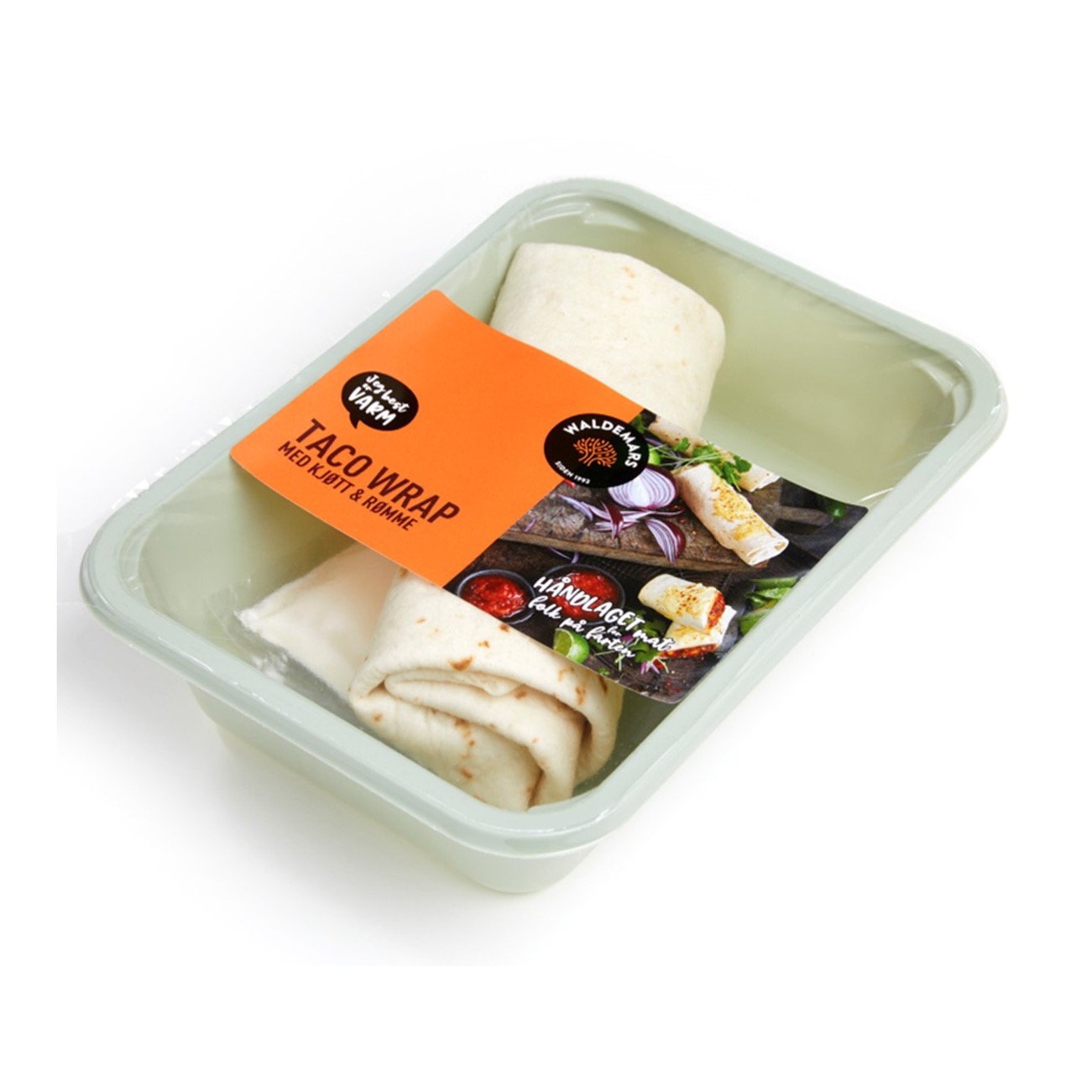 Taco Wrap med kjøtt og hvitløksdip - Anbefales å varme opp -  Waldemars