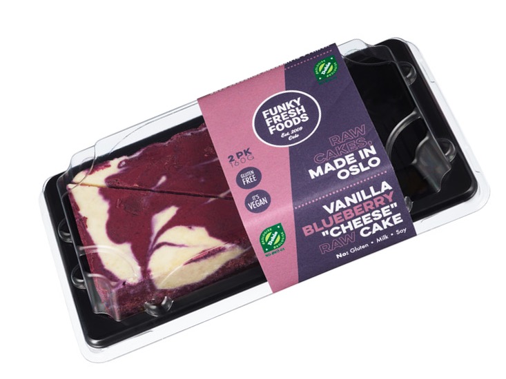 Raw Blueberry Vanilla Cake 2PK - Funky Fresh Foods  (Økologisk, Vegansk, Glutenfritt, Melkefritt og Soyafritt)
