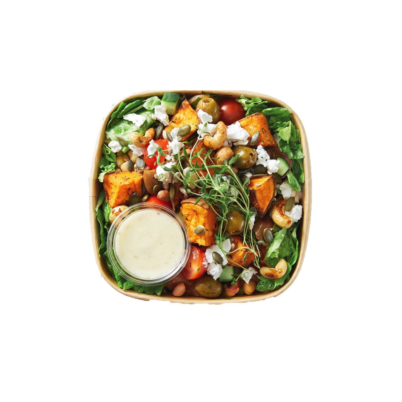 Salat - Bakt Søtpotet med Feta og Marinert Oliven - 450 gram - Lille Persille