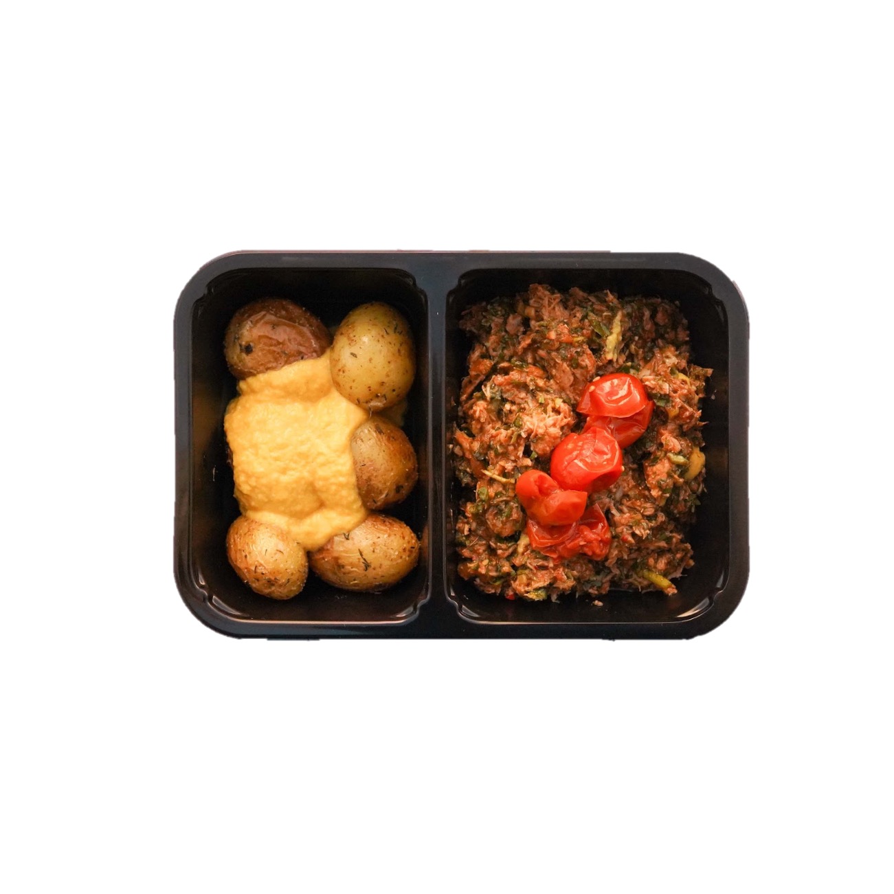 Pulled pork med chimichurry, ovnsstekte poteter, maiskrem og langtidsstekte tomater -  Anbefales å varme opp - Lille Persille